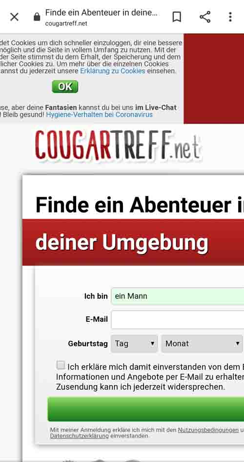 Cougartreff registration form