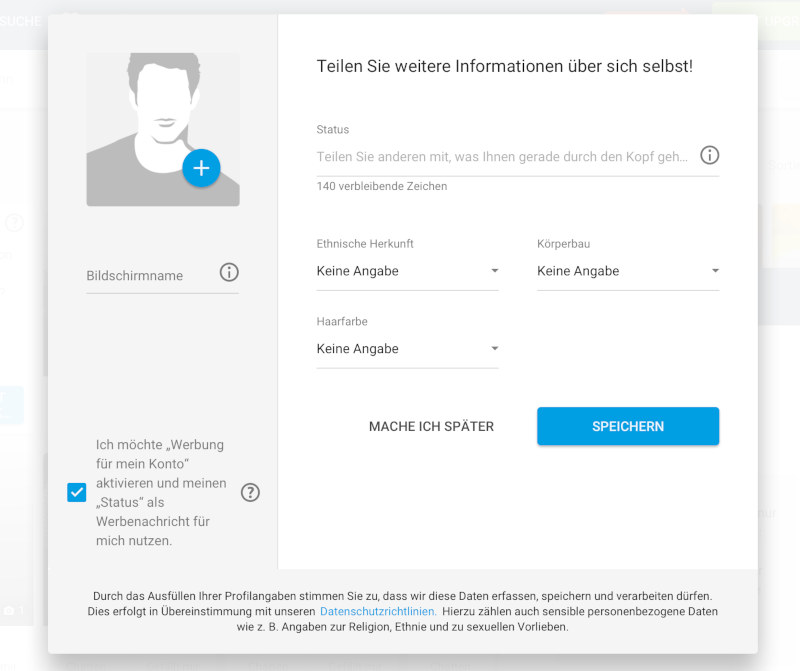 GaysGoDating profile settings