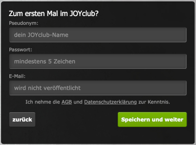 Joyclub registration form