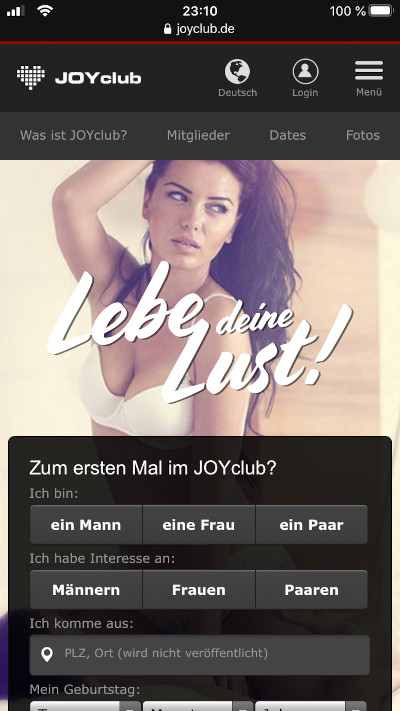 Joyclub mobile web version