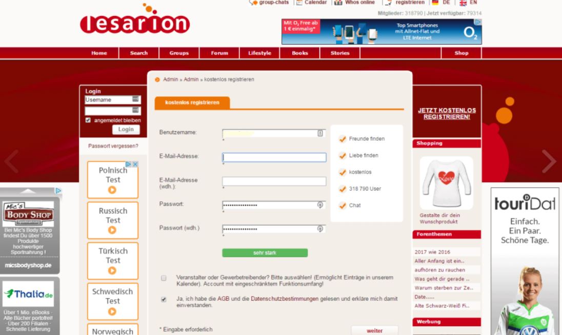 lesarion registration on desktop device