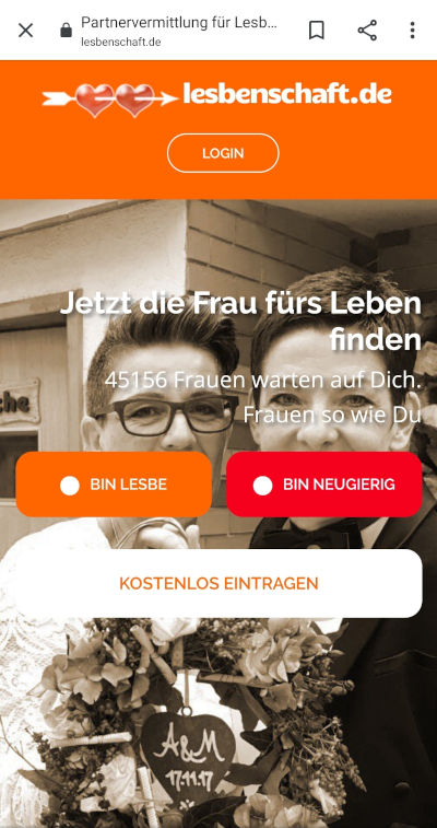 Lesbenschaft registration in mobile version