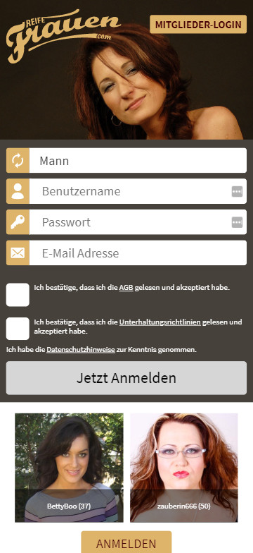 ReifeFrauen.com registration form