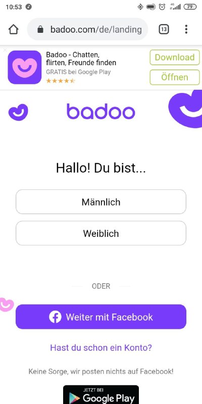 Badoo.com registration form