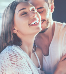 romantic couple in the bed