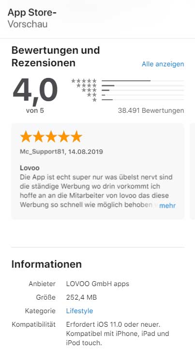 lovoo reviews in appstore 