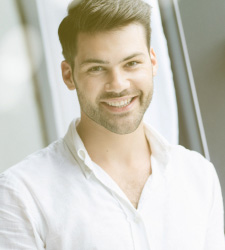 happy man in white shirt