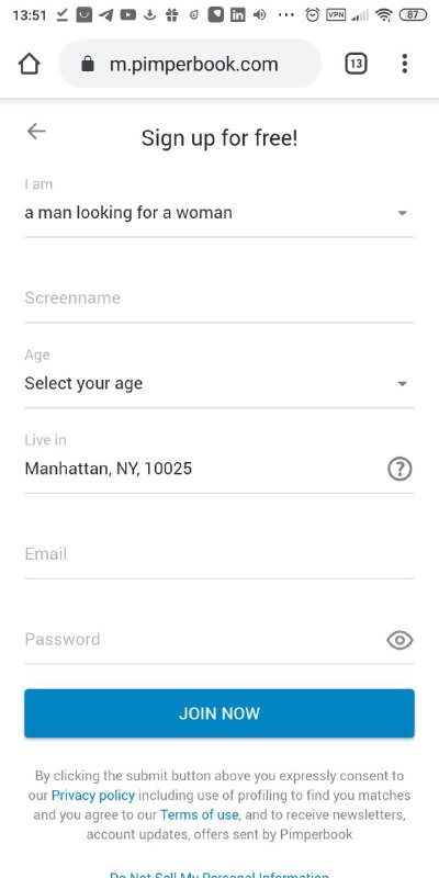 Pimperbook registration form