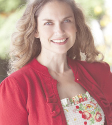 woman in red sweater